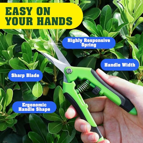 EWPJDK 4 Pack Garden Pruning Shears, Stainless Steel Garden Shears, Gardening Shears, Garden Scissors, Clippers, Pruning Snips, Pruning Shears for Gardening Tools (4PCS Yellow Orange Green) - color: 4pcs Yellow Orange Green