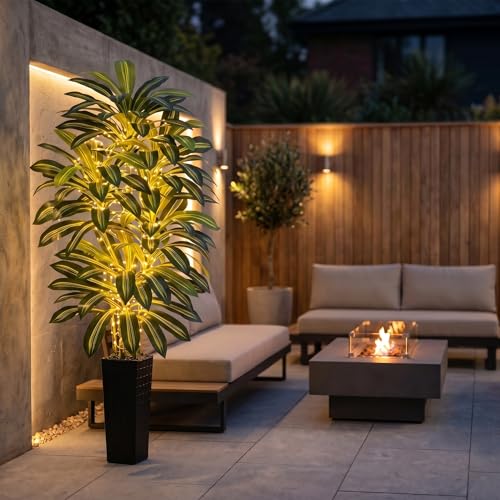 Artificial Dracaena Tree - 7FT Tall Fake Plants with Black Square Planter - Artificial Plants Indoor Floor Plant in Pot - Large Tropical Fake Yucca Potted Tree for Home Office Living Room Decor - color: Black, size: 7 FT