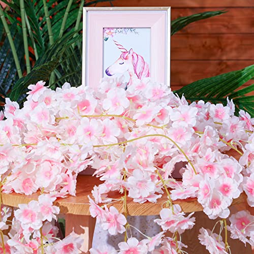 Nuenen 16 Pack 94.4ft Artificial Cherry Blossom Vines Cherry Blossom Flower Garland Hanging Silk Cute Room Decor for Japanese Kawaii Bedroom Party Wedding Spring Home Decorations (Pale Pink) - color: Pale Pink