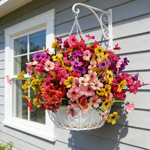 40Pcs Plastic Flowers for Outdoors, Fake Outdoor Artificial Flowers for Outdoors UV Resistant, Fake Plants Artificial Plants Outdoor Plastic Plants, Silk Faux Spring Flowers for Outside - color: Spring, size: 40Pcs