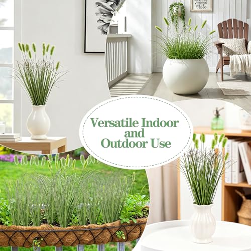 FOIMAS 12pcs Artificial Grass Plants,17.7" Faux Shrubs Wheat Grass Greenery Stems Dog Tail for Indoor Outdoor Home Decor - size: 17.7
