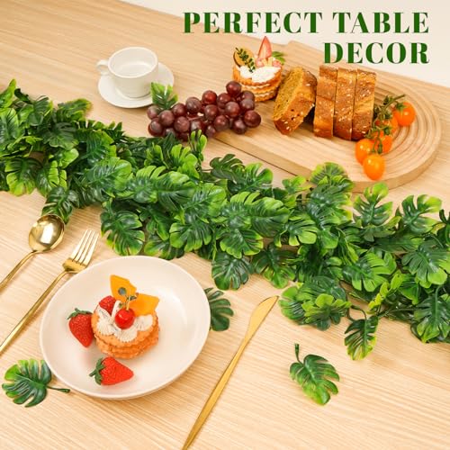 Dolicer 6Pcs Artificial Vines Greenery Garland, 5.6Ft Fake Hanging Greenery Plants Monstera Leaf Vines Tropical Palm Leaves Garland for Home Garden Porch Patio Hawaiian Party Indoor Outdoor Decor - color: Monstera Leaf Vines - 6pcs