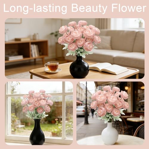 Artificial Silk Peony Fake Flowers,6PCS Artificial Faux Peonies Bulbs with 24 Silk Heads for Indoor Outdoor DIY Bouquets Wedding Centerpieces Home Decoration - color: Blush Pink