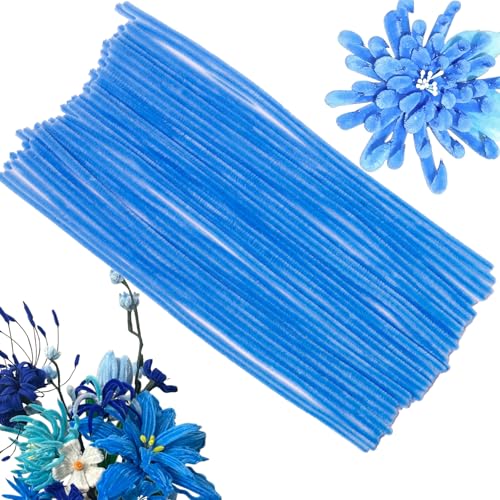 100 Pcs Solid Color Pipe Cleaners, 12 Inch 6mm Single Color Chenille Stems, Fuzzy Flexible Craft Pipe Cleaners, Bulk Art DIY Supplies , Flower Making, Holiday Decor & Handmade Projects (Ice Blue) - color: Ice Blue