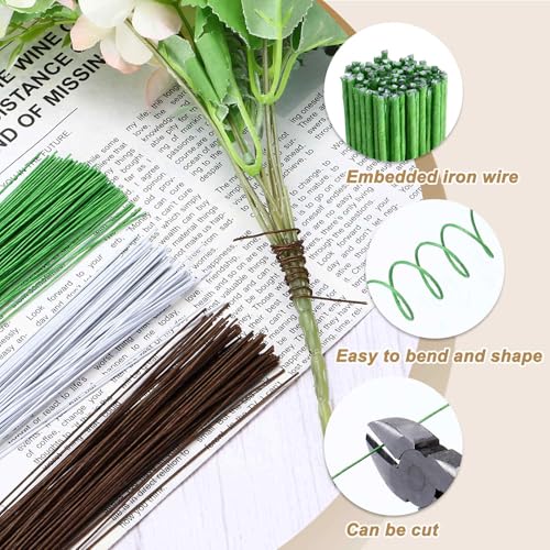 MECCANIXITY 100pcs Green Floral Wire Stems Bendable 0.9mm 20 Gauge Florist Wire for Artificial Flower Making Crafts Wreaths Supplies - color: Green, size: 0.9mm