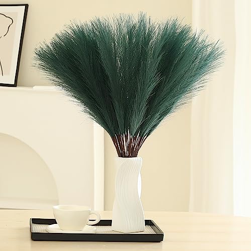 Wertuirk Green Pampas Grass Decor - 30pcs 24 Inch Artificial Pampas Grass Decor Tall, Fake Pompas Grass for Vase Filler, Table Centerpieces, Wedding, Party and Green Home Decor (Green) - color: Green, size: 30 Pieces