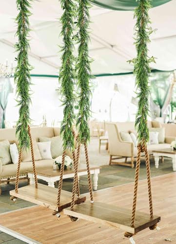 RECUTMS 4Pcs 5.8Ft Ferns Garland Fake Ivy Vines Artificial Hanging Plant Faux Boston Ferns Greenery Leaves Fake Vines for Summer Outdoor Indoor Home Garden Wedding Graduation Table Wall Decor(Green) - color: Green-fern4pcs