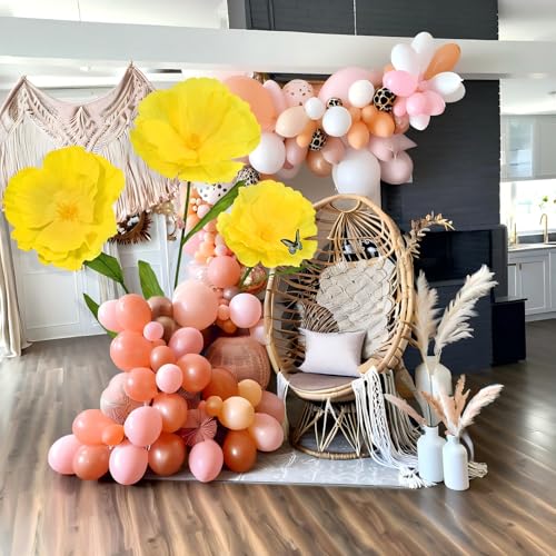 5.8 Ft Giant Artificial Flowers,Large Paper Flower,Huge Poppy Flowers Decoration for Wedding,Hotel,Office,Window Display and Home Farmhouse Decor(Yellow) - color: Yellow
