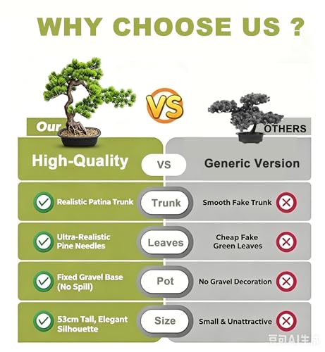Artificial Bonsai Plant, Large Faux Juniper Plants 20 inch, Faux Potted Pine Plants Indoor Decor for Office Desk Home Table, Greenery Desktop Bonsai Tree for Room Decorations, Tall 20" - style: B-Bonsai (20 Inch)