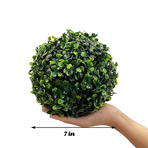 Sunnyglade 2 PCS 7 inch 4 Layers Artificial Plant Topiary Ball Faux Boxwood Decorative Balls for Backyard, Balcony,Garden, Wedding and Home Décor (7 inch) - size: 7 inch