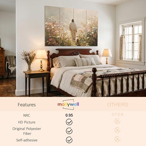Mollywell Art Acoustic Panels, 48x32 in, Walking with the Shepherd | Self-Adhesive, Reduces Echo, Sound Absorbing, Modern Art Wall Decor, Living Room, Studio, Bedroom, Office - color: Walking with the Shepherd, size: 8 Pack Art