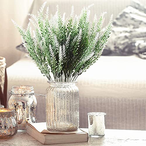 PASYOU Artificial Lavender Flowers, Plastic Plants Fake Simulation Flower Wedding Indoor Outdoor Bridal Bouquet Home Garden Balcony Patio Planter Filler DIY Arrangement Decoration - White 6 Pcs - color: Lavender-white 6 Pcs