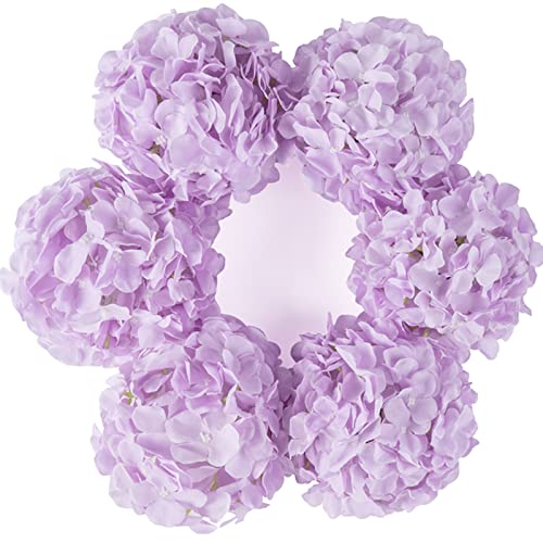 DuHouse 8.7" Silk Hydrangea Flower Heads with Stems Fake Hydrangeas Flowers for DIY Wedding Centerpiece Home Decor,Pack of 6(Lilac) - color: Lilac