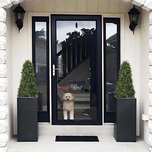 3ft Artificial Boxwood Topiary Trees (Set of 2) - UV Resistant Faux Plants Outdoor, Realistic 36" Fake Cone Bushes and Shrubs for Front Porch, Planter, Patio - Low Maintenance & Evergreen - color: Boxwood Dark Green, size: 36in
