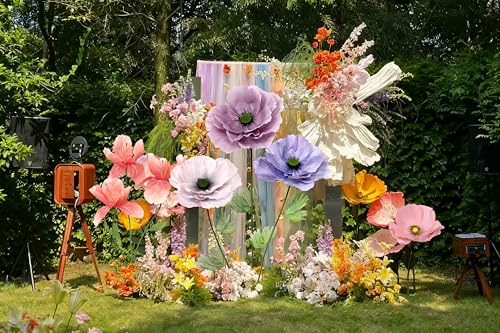 Standing Corn Poppy, Giant 5.58ft Life-Size Faux Blooms with Flexible Stem Metal Base Oversized Wedding Arch Decor,Garden Window Display (Light Pink,1) - color: Light Pink