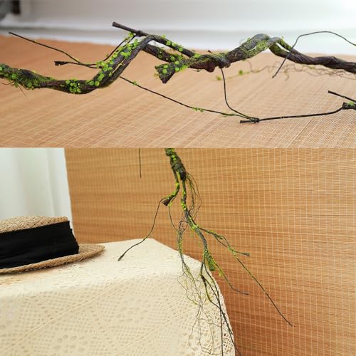 2Pcs 67in Artificial Trees Branches for Decoration Fake Cherry Blossom Trunk Willow Vines Garland Limb Twigs Moss Plants Wall Hanging Photo Home Garden X'Mas Christmas Thanksgiving Decor - size: 67 INCH
