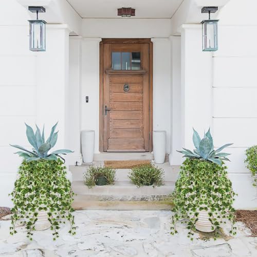 Hollyone Artificial Hanging Plants 35.4" Fake Ivy Vine Faux Ivy Leaves Fire and UV Resistant Hanging Plant Wall Greenery for House Room Patio Indoor Outdoor Home Shelf Office Wedding Decor - color: Fire and Uv Resistant-style 1, size: Medium-1 Pack-UV
