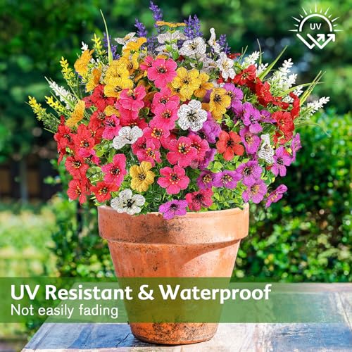 AGIRL 12 Bundles Artificial Flowers for Outdoor,No Fade Fake Plastic Flower Lavender Monkey Grass for Decoration,Faux Plants Hanging Planters Indoor Outside Garden Porch Window Box Home Wedding - color: Multi Color, size: 12