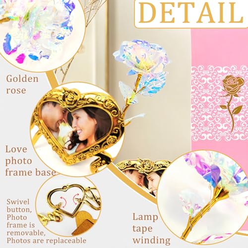 ONEPEACE 24K Gold Rose Birthday Gifts for Women with Love Picture Frame Stand, Artificial Rose Flowers for Mom from Daughter Son, Valentines Gifts for Her Mom, Wife, Grandma (Purple) - color: Purple