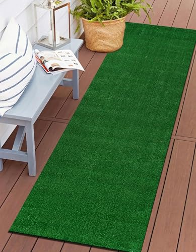 Rugshop Artificial Grass Indoor Outdoor Runner Rug, Lightweight Synthetic Turf with Rubber Backing, Easy to Clean Polypropylene Lawn Mat for Patio, Balcony, Deck, 2'7" x 6' Green - size: 2'7" x 6' (Rectangular)