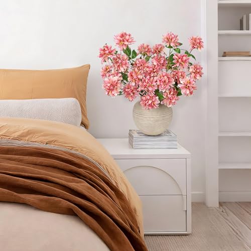 5 Pcs 27" Artificial Silk Flowers for Vase, Realistic Faux Floral Arrangement with Long Stems, Fake Rosa Banksiae Flower DIY for Wedding Centerpiece, Home Party Indoor Vase Decor - Pink - color: Pink