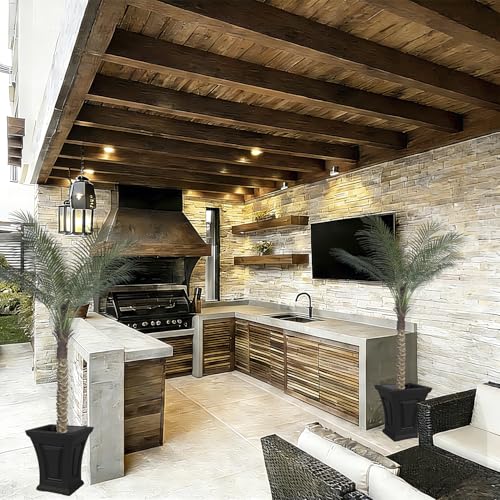 6ft Artificial Palm Tree Outdoor/Indoor, UV Resistant Faux Palm Tree with Real Bark, 72" Large Fake Silk Tree in Pot for Home, Office, Living Room, Patio, and Yard Decor - size: 6FT-S