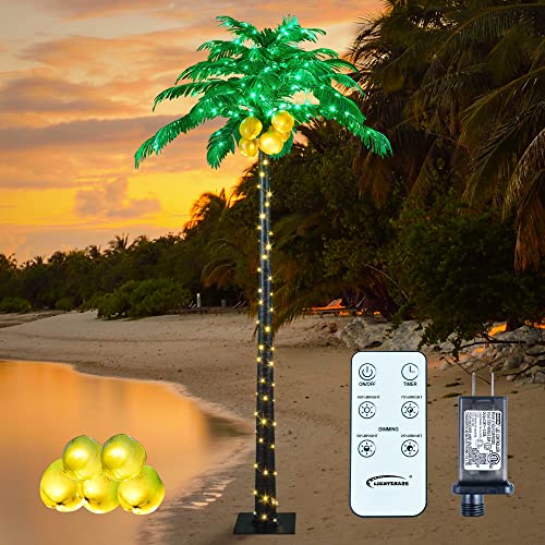 Lightshare Lighted Upgraded 8FT Gorgeous Artificial Lighted Palm Tree, 256 LED Lights, Decoration for Home,Party, Christmas, Nativity, Outside Patio - size: 8ft