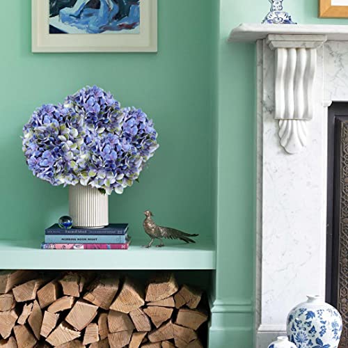 DILATATA Faux Hydrangea Large Artificial Purple Hydrangea Flowers 26" Real Touch Hydrangea Flowers Lifelike Silk Hydrangea Stems for Wedding Party Garden Home Decoration - color: Blue Green #3, size: 3PCS
