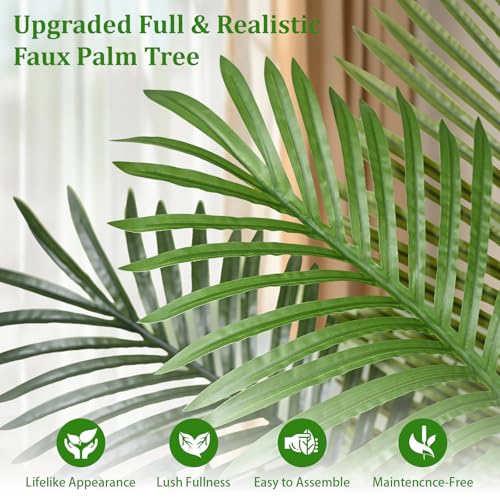 Yastouay 6 FT Artificial Plants Indoor, Tall Plant Palm Tree with Weighted Planter, Tropical Fake Tree with Realistic Leaves & Trunks for Home Office Living Room Bedroom Indoor Outdoor Decor - color: Light Green, size: 6 Ft