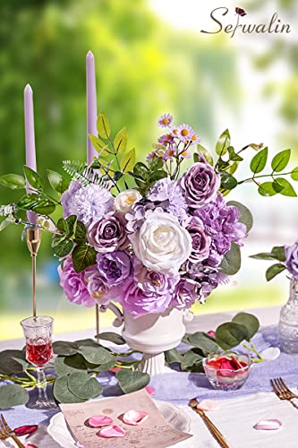 Serwalin Artificial Flowers Silk Flowers Wedding Cake Flowers Purple Fake Flowers Box Set for DIY Wedding Bouquets Table Centerpieces Arrangements Baby Shower Home Decor - color: Forest Purple, size: 1 Box