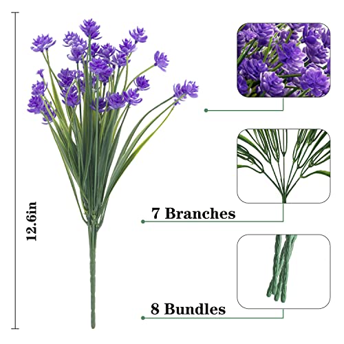Artificial Flowers for Outdoors,20 Bundles UV Resistant Outdoor Fake Daffodil Flowers,Artificial Faux Plastic Outdoor Flowers Greenery Shrubs Plants for Indoor Outside Decor(Purple) - color: Purple, size: 20 Bundles
