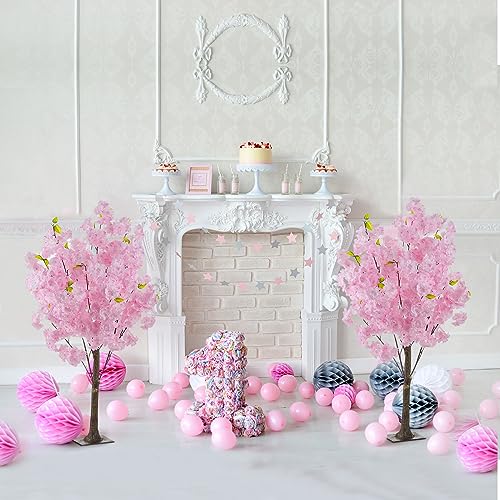 BLOSMON Cherry Blossom Tree Centerpiece: 6 Pcs Pink 39.3 Inch Tall Artificial Cherry Blossom Flower Branches Trees Floral Arrangement for Wedding Table Home Party Event Room Indoor Decoration