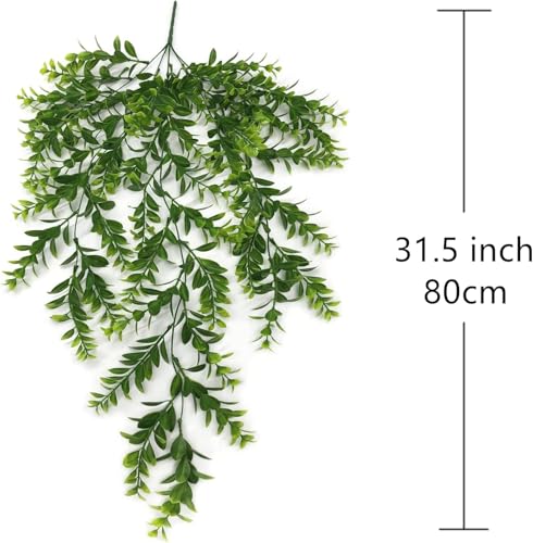 Artificial Hanging Plants, Fake Hanging Vines Plastic Greenery Garland Faux Ivy Leaves Vine Flowers for Outdoor Decor Indoor Home Garden Christmas Party Wedding DIY Bedroom Wall Decorations, 4 Pack - color: Green Hanging Vines / 4 Pack