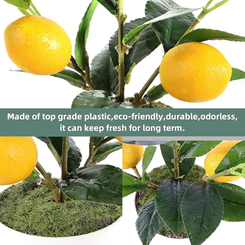 2 Pack Small Artificial Orange Tree Potted, 10.2" Fake Lemon Plant | Realistic Mini Faux Lemon Plant with Pot, Fade & Weather Resistant, Durable No Aging, Ideal Indoor Decor for All Home Styles - color: Lemon-2pcs