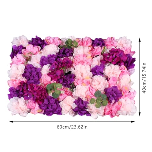 Flower Wall Backdrop 6-Panel Set, 3D Artificial Silk Flower Panels with Dahlia, Hydrangea & Eucalyptus - Pink Purple Flower Wall for Wedding Backdrop, Party Decor - color: Pink, Purple
