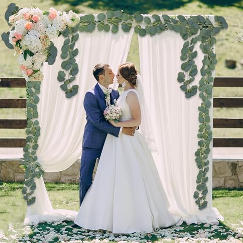 2-Pack Artificial Eucalyptus Leaves Garland, Realistic Artificial Plants, Fake Plants, Hanging Greenery Garlands with Lifelike Leaves, for Wall, Outdoor, Wedding, Party & Home Decor, 6.4 Feet/Pcs