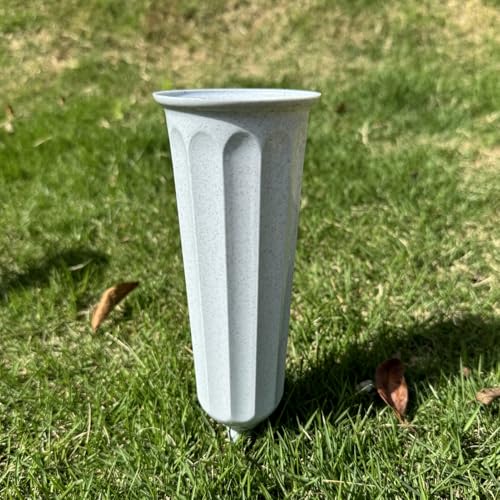 Memorial Floral Vases, Cemetery Vase, Headstones Flower Holder, Grave Cone Vase, Flower Pots for Outdoor Plants, Decorative Plastic Containers (Set of 6, Gray) - color: Gray