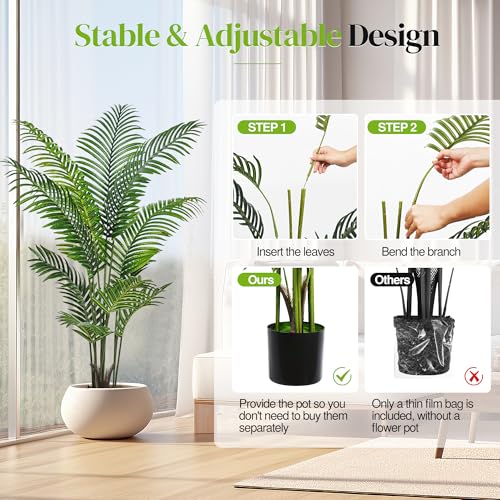 Suntee 5ft Artificial Palm Tree, 2 Pack Artificial Plants Indoor for Office Living Room, Tall Fake Trees Tropical Areca Floor Plant, Large Fake Plants Porch Garden Patio Decor - size: 5 FT-New