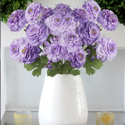 2 Pcs Artificial Flowers Spring Summer Purple Zinnia Silk Flowers with Long Stems Zinnia Elegans Artificial Flowers for Outdoors Floral Arrangements Table Centerpieces Wedding Party Home Decor - color: Purple