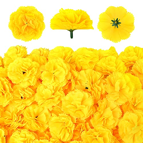 50 Pcs Marigold Flowers Silk Artificial Marigold Flowers, Mexican Flowers Decoration for Baby Shower Wedding Party Decoration Halloween Christmas New Year Decor - color: Yellow