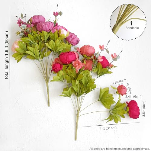 FiveSeasonStuff Vintage Artificial Peonies Silk Flowers and Hydrangeas for Wedding Bridal Home Décor – Beautiful Floral Centerpiece Arrangement Decoration with 2 Bouquets (Cheerful Medley) - color: Cheerful Medley