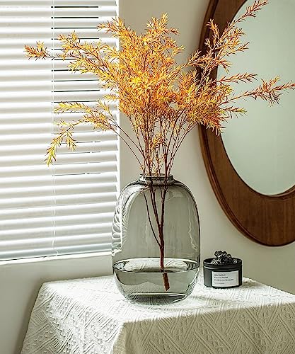 GeLive Smoked Glass Vase, Solid Colored Glass Vase, Clear Tabletop Vase, Flower Arrangement for Long Stem Branch Artificial Plant Home Indoor Centerpiece Decoration (Smoky Gray) - color: Smoky Gray