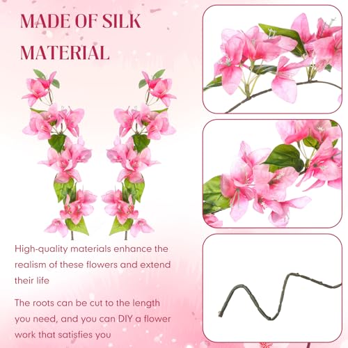 30 Pcs Artificial Faux Bougainvillea Fake Flower Silk Bougainvillea Branches UV Resistant Outdoor Indoor Decoration for Wedding Home Centerpieces Outside Decor (Pink) - color: Pink