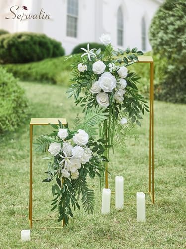 Serwalin White Flowers Artificial, Fake Roses Flowers for Wedding Cake Decoration, Silk Flowers for Wedding Bouquets Baby Shower Centerpieces Floral Arrangements Party Decor - color: A Blooming Bright White, size: 1 Box