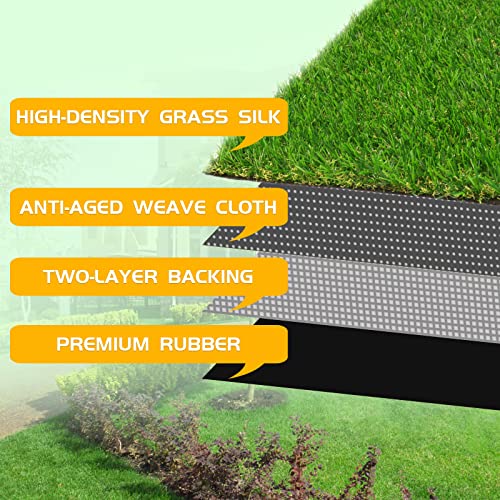 Artificial Grass Turf Lawn 1' x 17' Outdoor Rug, 0.8" Premium Realistic Turf for Garden, Yard, Home Landscape, Playground, Dogs Synthetic Grass Mat Fake Grass Rug - size: 1' x 17'