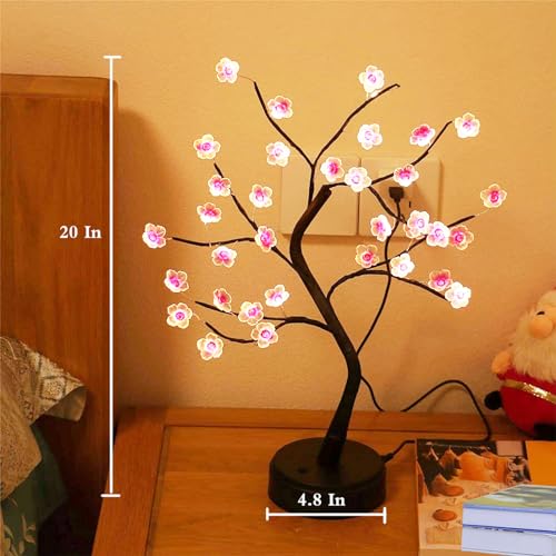 36 LED Cherry Blossom Sparkly Fairy Spirit Tree Lights, DIY Artificial Tree Battery/USB Operated, Tabletop Tree Lamp for Bedroom Christmas Indoor Room Decor Night Lights (Warm White) - color: Warm White, size: 36LED without Remote