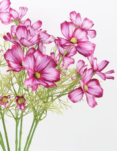 IPOPU 8Pcs Fuchsia Artificial Cosmos Flowers 40 Heads Daisy Fake Flower Faux Wildflowers for Wedding and Engagement DIY Bridal Bouquet Living Room Bathroom Home Decor - color: Fuchsia)