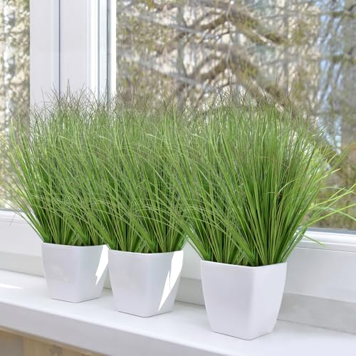 Betylifoy Artificial Grass Plants Outdoor 28 Bundles Fake Wheat Grass UV Resistant Faux Shrubs Bushes Plant Green Onion Grass Artificial Greenery Tall Stems for Indoor Outdoor Office Home Decor - color: Green