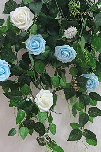 Floroom Artificial Flowers 50pcs Real Looking Aqua Blue Foam Fake Roses with Stems for DIY Wedding Bouquets Bridal Shower Centerpieces Floral Arrangements Party Tables Home Decorations - color: Aqua Blue, size: 50Pcs