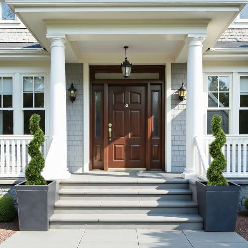 3ft Spiral Topiary Trees Artificial Outdoor Set of 2 - UV Resistant Faux Plants for Outside Planters, 36" Fake Twisted Tree for Front Porch Decor - color: Pine Needle, size: 3FT